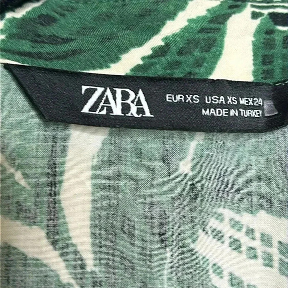 ZARA GREEN PRINTED SHIRT DRESS- XS - Picture 10 of 14